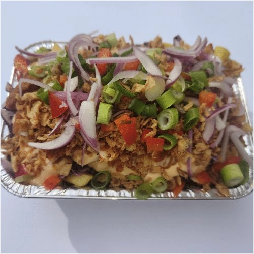 Loaded fries crispy chicken pittig