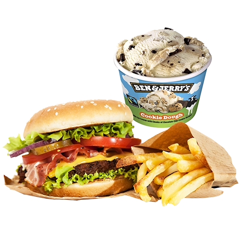 Hamburger menu met Ben & Jerry's 100ml
