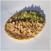 Lekkere Griekse pita met sla, rode ui, rode kool ,gedroogde ui en saus naar keuze
